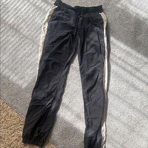 lululemon athletica Black Track Joggers with Cream Side Stripe